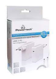 POWERTECH Φορτιστής laptop PT-704 για Apple, USB Type-C PD, 61W, λευκό