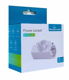 POWERTECH αντάπτορας ρεύματος PT-812, 3x schuko, 250V 16A, λευκός