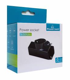 POWERTECH αντάπτορας ρεύματος PT-813, 3x schuko, 250V 16A, μαύρος