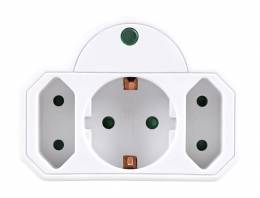 POWERTECH αντάπτορας ρεύματος PT-816, 1x schuko, 2x euro, 16A, λευκός