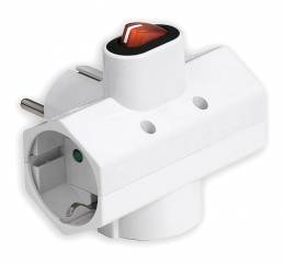 POWERTECH αντάπτορας ρεύματος PT-824, 3x schuko, 250V 16A, λευκός