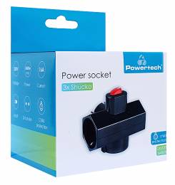 POWERTECH αντάπτορας ρεύματος PT-825, 3x schuko, 250V 16A, μαύρος