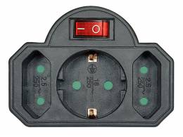 POWERTECH αντάπτορας ρεύματος PT-827, 1x schuko, 2x euro, 16A, μαύρος