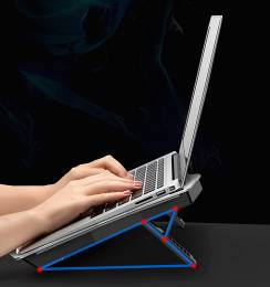 POWERTECH Βάση & ψύξη laptop PT-929, έως 18", 2x 110mm fan, LED, μαύρο