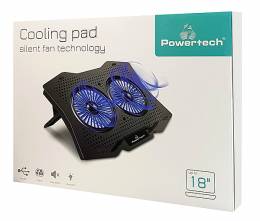 POWERTECH Βάση & ψύξη laptop PT-929, έως 18", 2x 110mm fan, LED, μαύρο