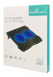 POWERTECH Βάση & ψύξη laptop PT-930, έως 15.6", 2x 125mm fan, LED, μαύρο