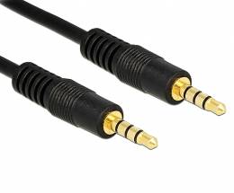 POWERTECH καλώδιο Jack 3.5mm M-M, 4 pin, OD: 4.0mm, copper, 1m, μαύρο