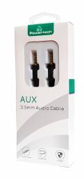 POWERTECH καλώδιο Jack 3.5mm M-M, 4 pin, OD: 4.0mm, copper, 2m, μαύρο