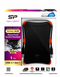 SILICON POWER εξωτερικός HDD 1TB Armor A30, USB 3.1, μαύρο