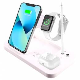 WIRELESS CHARGER 4 IN 1 (PHONE 15W/SMARTWATCH 2W/BLUETOOTH 3W/APPLE PENCIL 1W) USB-C 1m WHITE