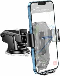 Βάση Στήριξης Αυτοκινήτου Hoco Wise με Wireless Charger έως 15W USB-C και Επεκτεινόμενο Βραχίονα Μαύρη 4.5"-7"